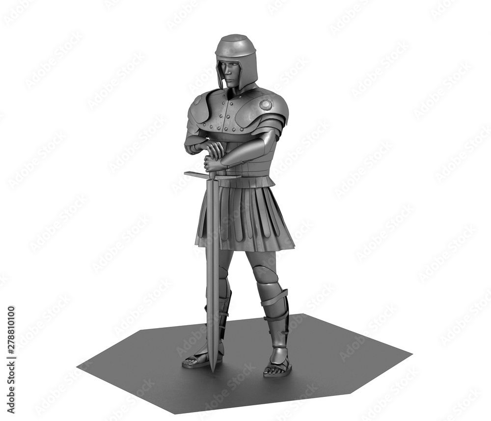 Fototapeta premium 3D rendering, warrior character, illustration