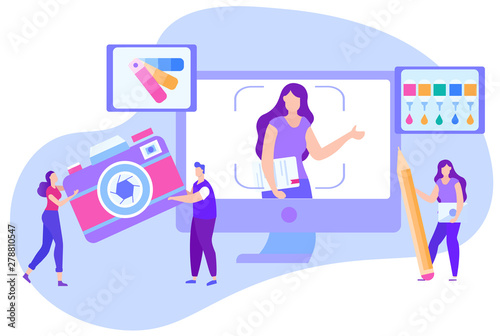 Online Workout for Color Correction Photo. Vector.