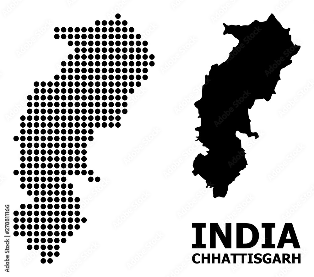 Obraz premium Dot Mosaic Map of Chhattisgarh State