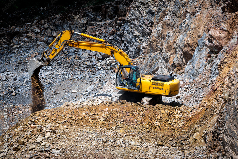 Excavators working on construction site Excavators working on construction site