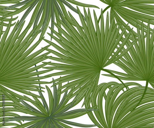 Seamless pattern with tropical leaf palm. Watercolor.  Vector illustration. EPS 10.