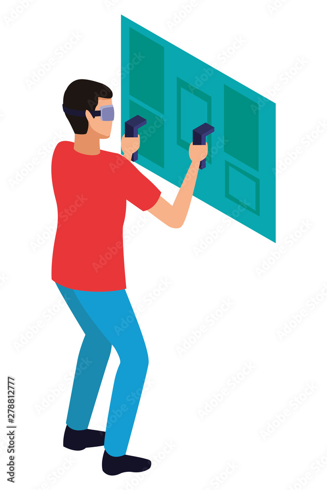 Fototapeta premium virtual reality technology experience cartoon