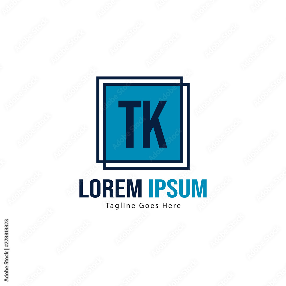 Initial TK logo template with modern frame. Minimalist TK letter logo vector illustration