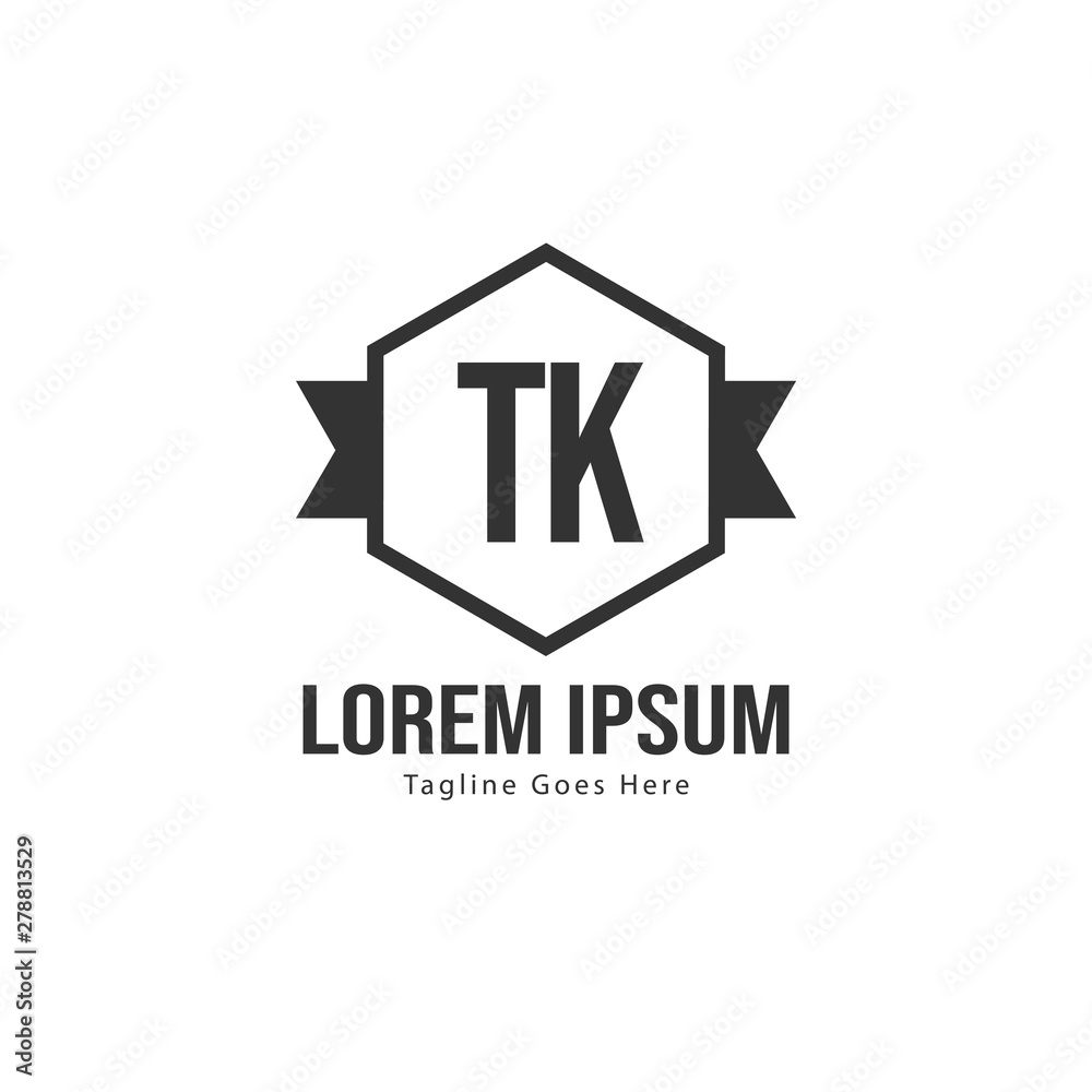 Initial TK logo template with modern frame. Minimalist TK letter logo vector illustration