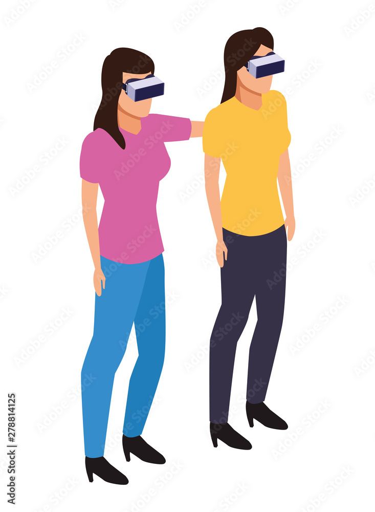 Fototapeta premium virtual reality technology experience cartoon