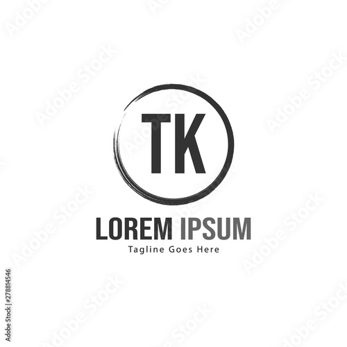 Initial TK logo template with modern frame. Minimalist TK letter logo vector illustration
