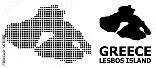 Pixel Mosaic Map of Lesbos Island