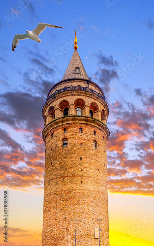 Galata Tower in the Old Town of Istanbul, Turkey