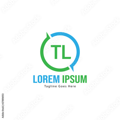Initial TL logo template with modern frame. Minimalist TL letter logo vector illustration