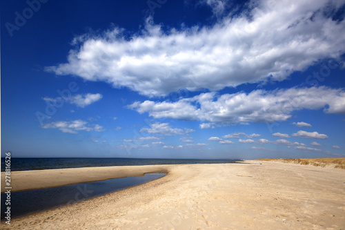 Sandy beach on the Baltic Sea on the Curonian Spit in Lithuania.