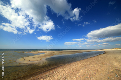 Sandy beach on the Baltic Sea on the Curonian Spit in Lithuania.