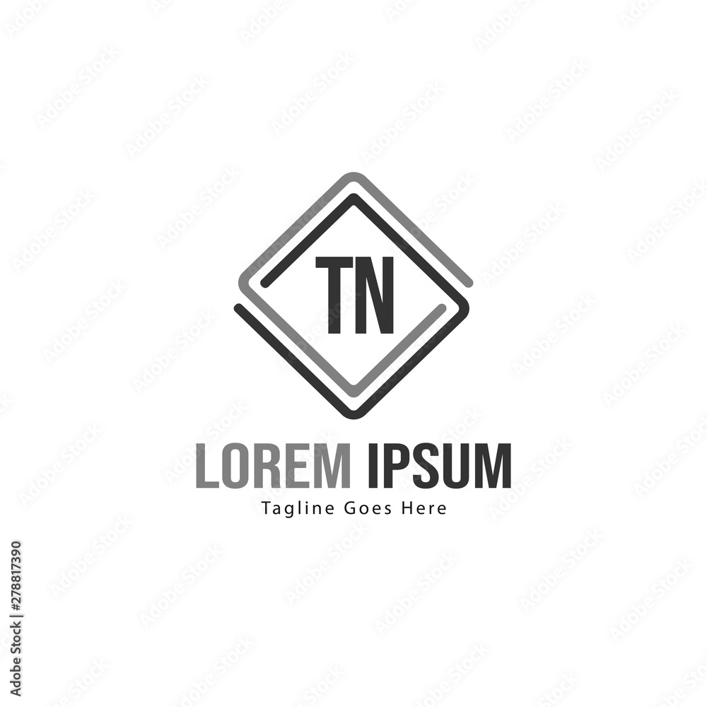Initial TN logo template with modern frame. Minimalist TN letter logo vector illustration