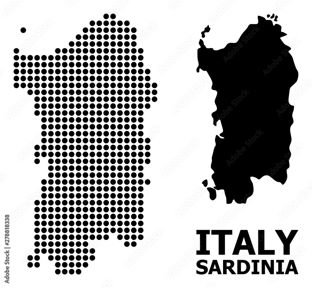 Dot Mosaic Map of Sardinia Region