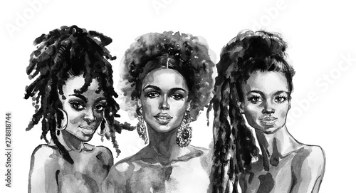 Watercolor african women