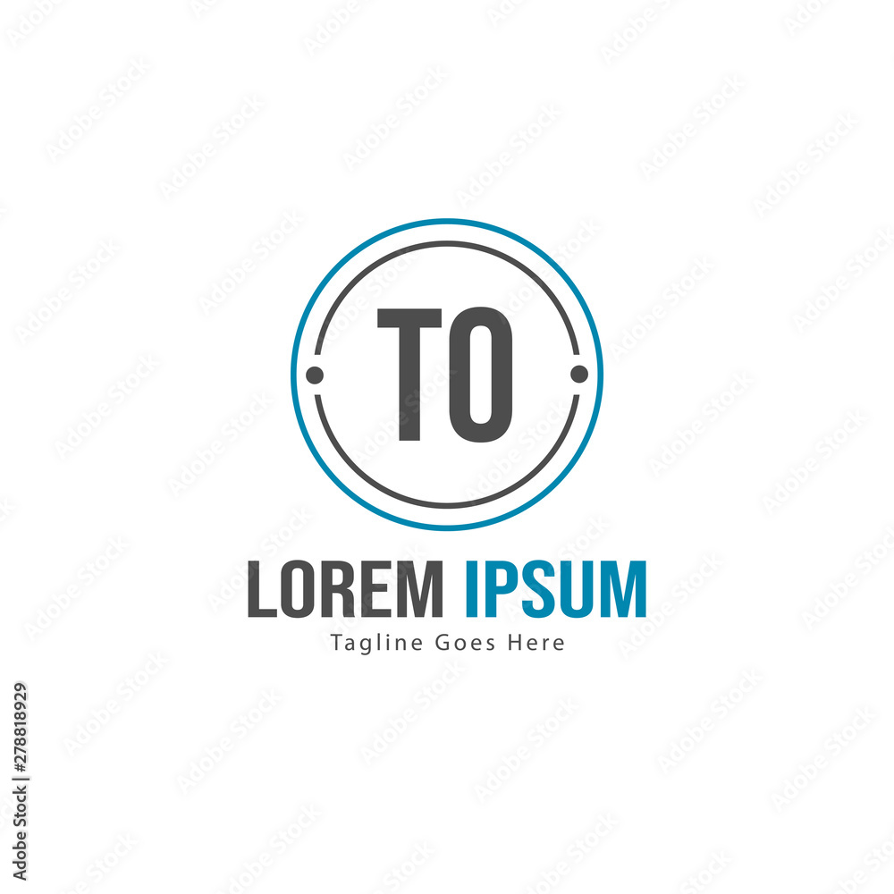 Initial TO logo template with modern frame. Minimalist TO letter logo vector illustration
