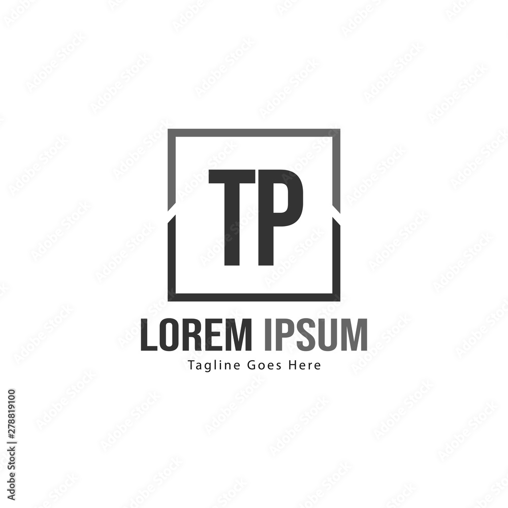 Initial TP logo template with modern frame. Minimalist TP letter logo vector illustration