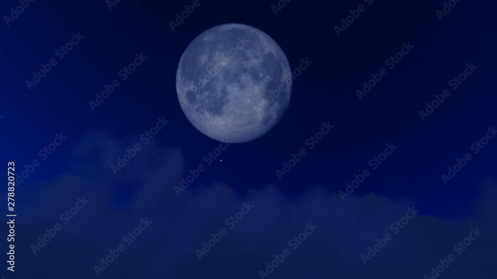 Timelapse clouds against full moon on blue sky Timelapse clouds against full moon on blue sky