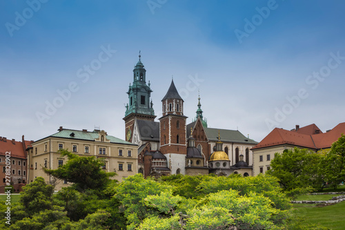 View of Wawel castle in Krakow, Poland. Spring day.
