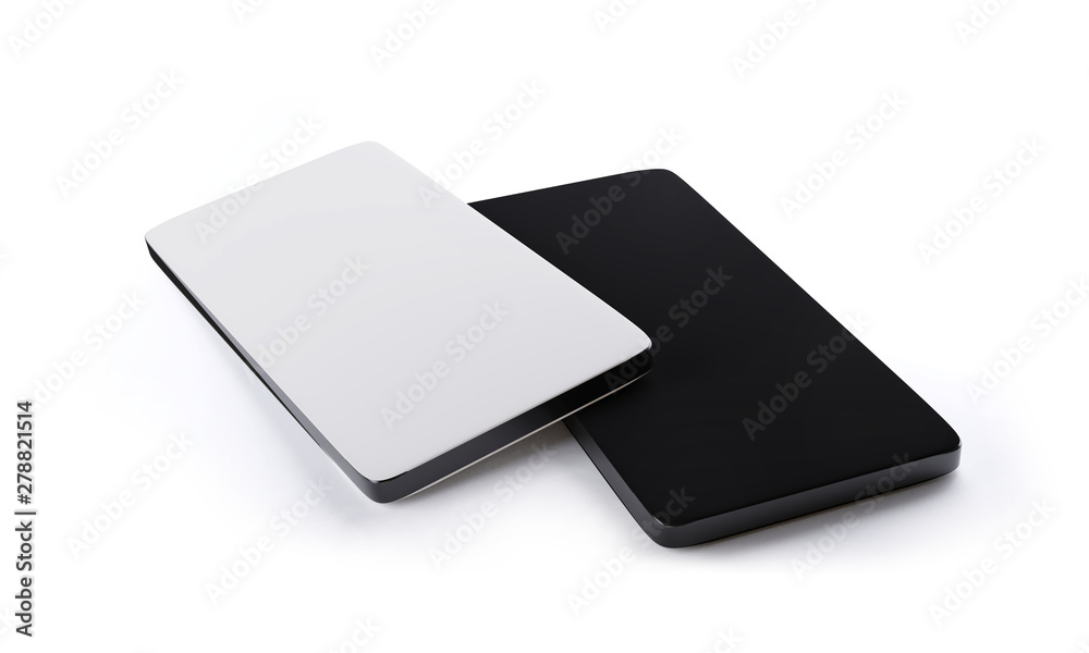 two cell phones 3d-illustration isolated on white two cell phones 3d-illustration isolated on white
