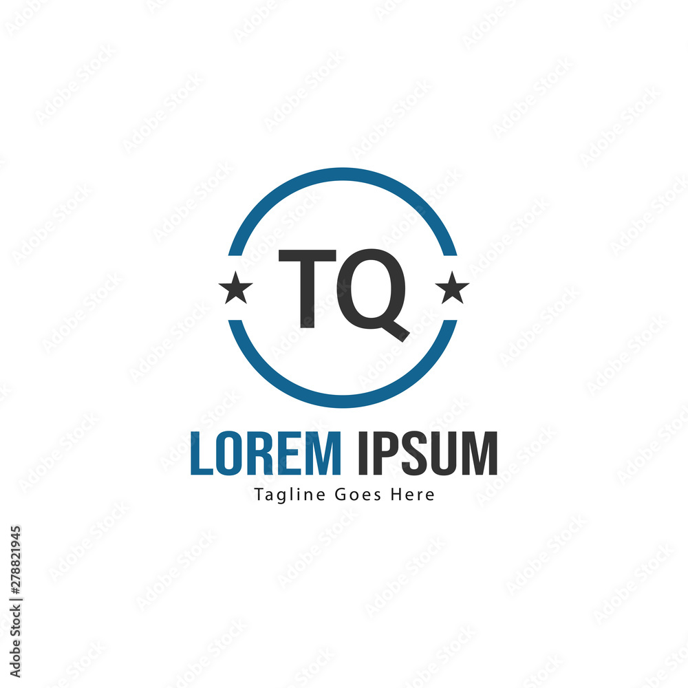 Initial TQ logo template with modern frame. Minimalist TQ letter logo vector illustration