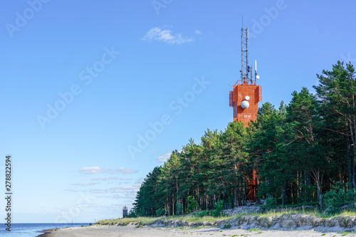 Fototapeta Naklejka Na Ścianę i Meble -  ragaciems lighthouse on the coast of the Baltic Sea in Latvia