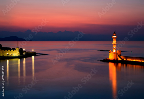 Wallpaper Mural CHANIA, CRETE ISLAND, GREECE. The entrance of the old port of Chania, with the so-called  "Egyptian" lighthouse to the right and the Firkas Fortress to the left. Torontodigital.ca