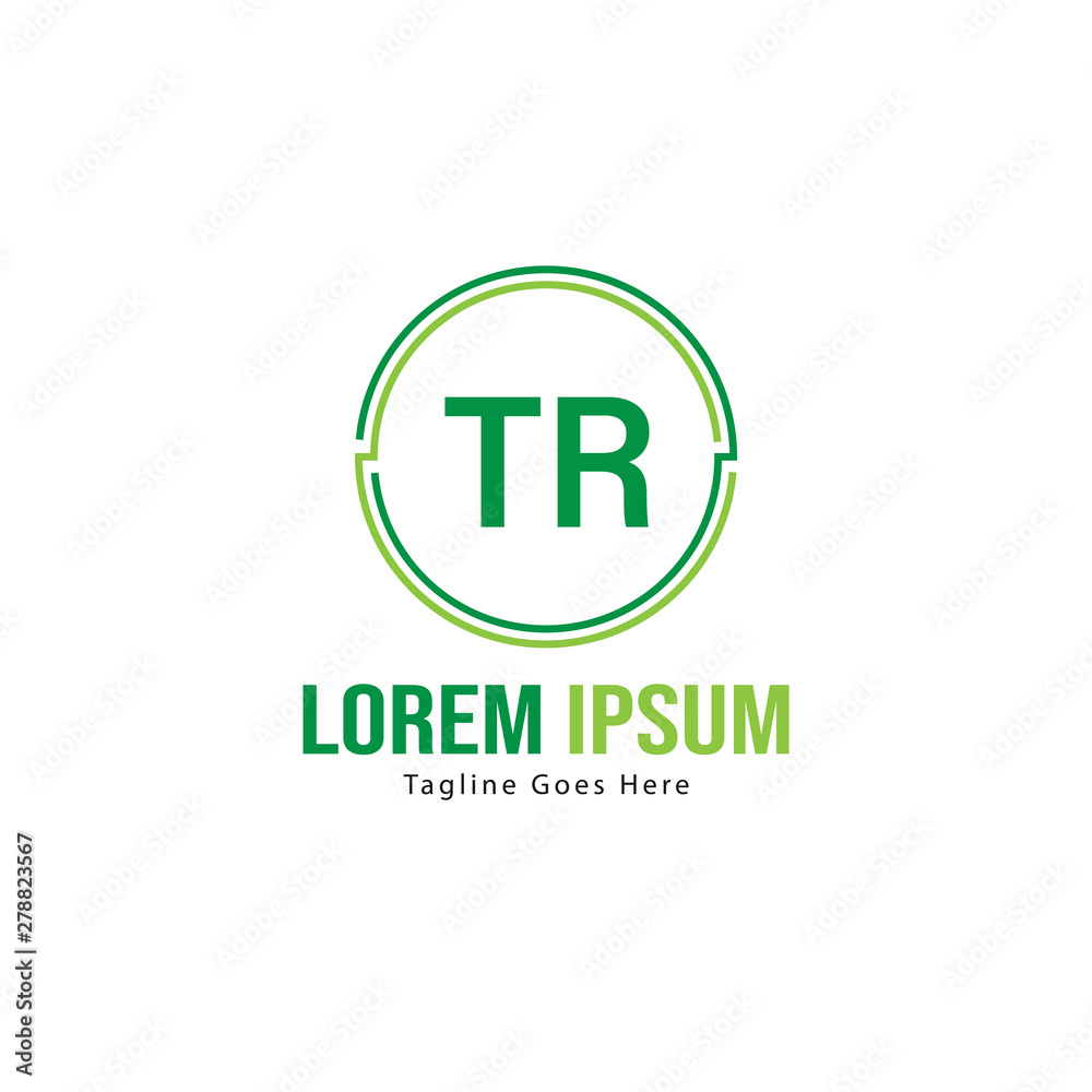 Initial TR logo template with modern frame. Minimalist TR letter logo vector illustration