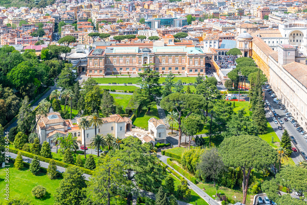 Fototapeta premium Aerial view of Vatican Gardens in Vatican City, Rome, Italy