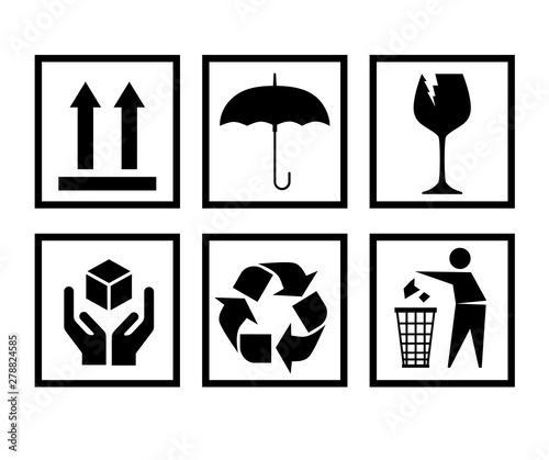 Handling packing icon set-fragile, recycle signs etc. - can be used on the box or packaging