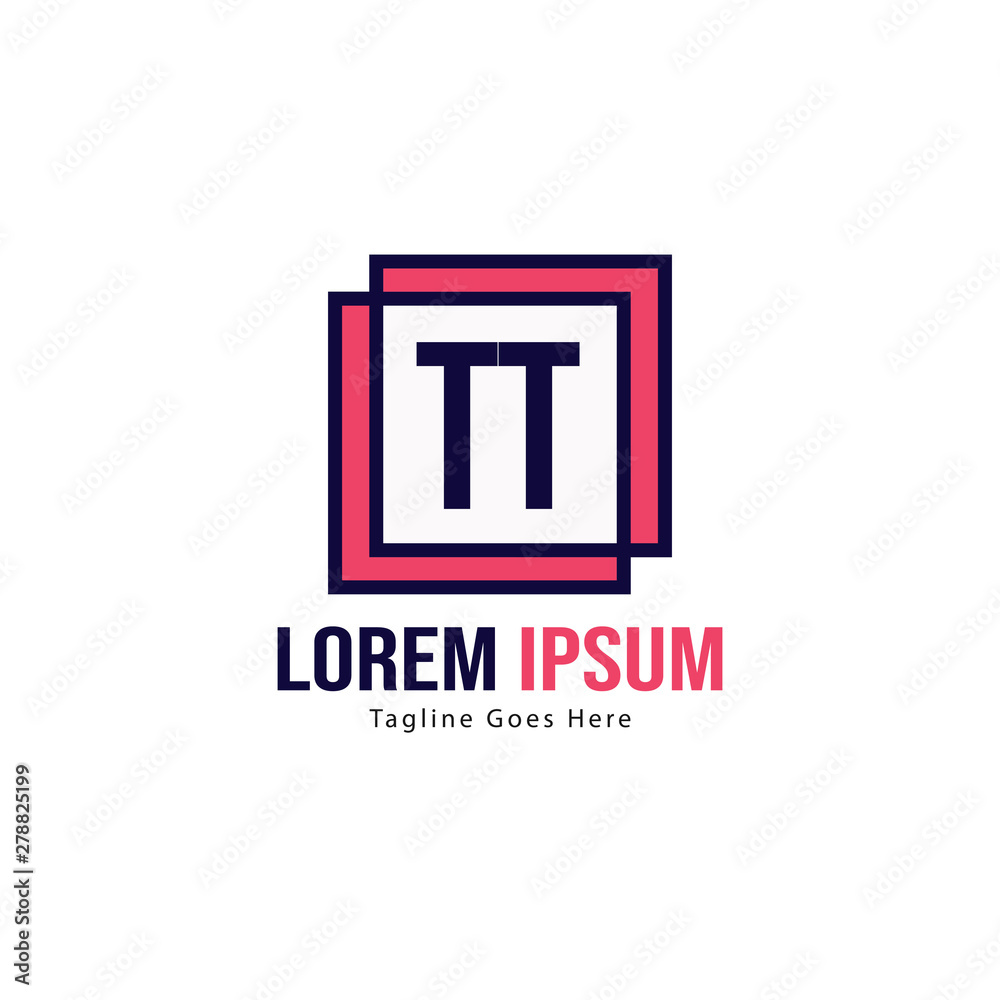 Initial TT logo template with modern frame. Minimalist TT letter logo vector illustration