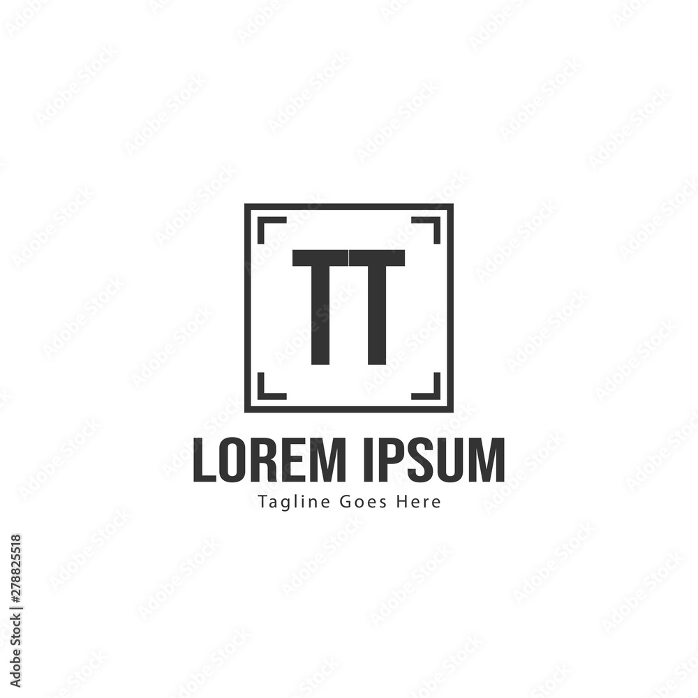 Initial TT logo template with modern frame. Minimalist TT letter logo vector illustration