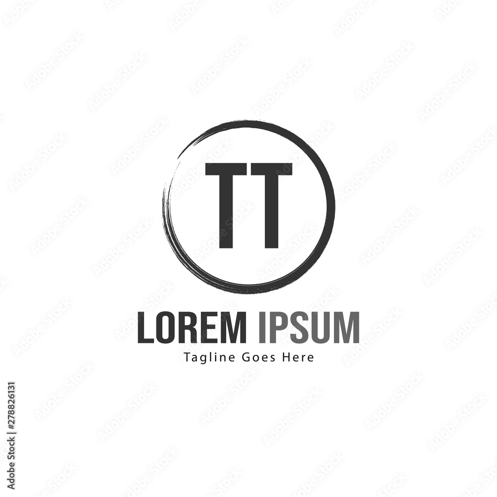 Initial TT logo template with modern frame. Minimalist TT letter logo vector illustration