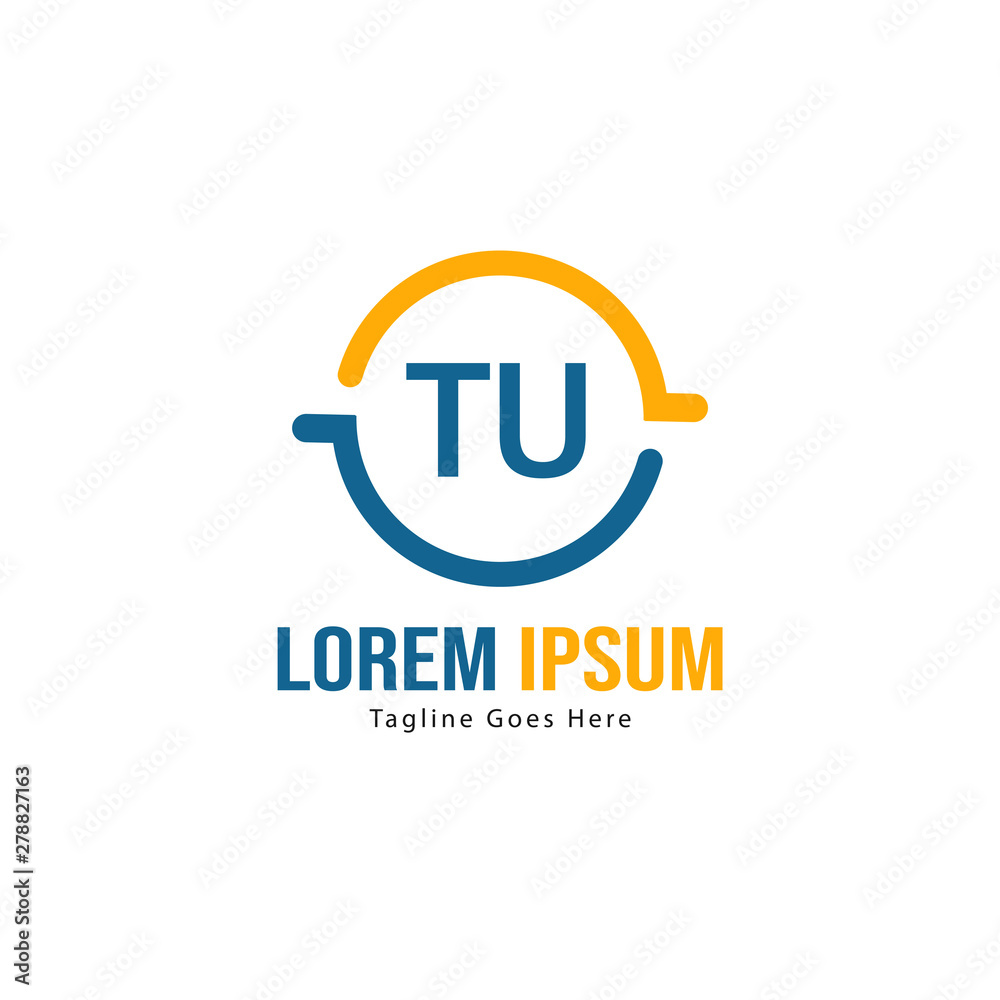 Initial TU logo template with modern frame. Minimalist TU letter logo vector illustration Initial TU logo template with modern frame. Minimalist TU letter logo vector illustration
