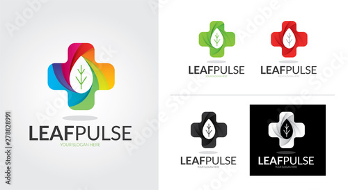 Medical leaf creative and minimalist logo template Set