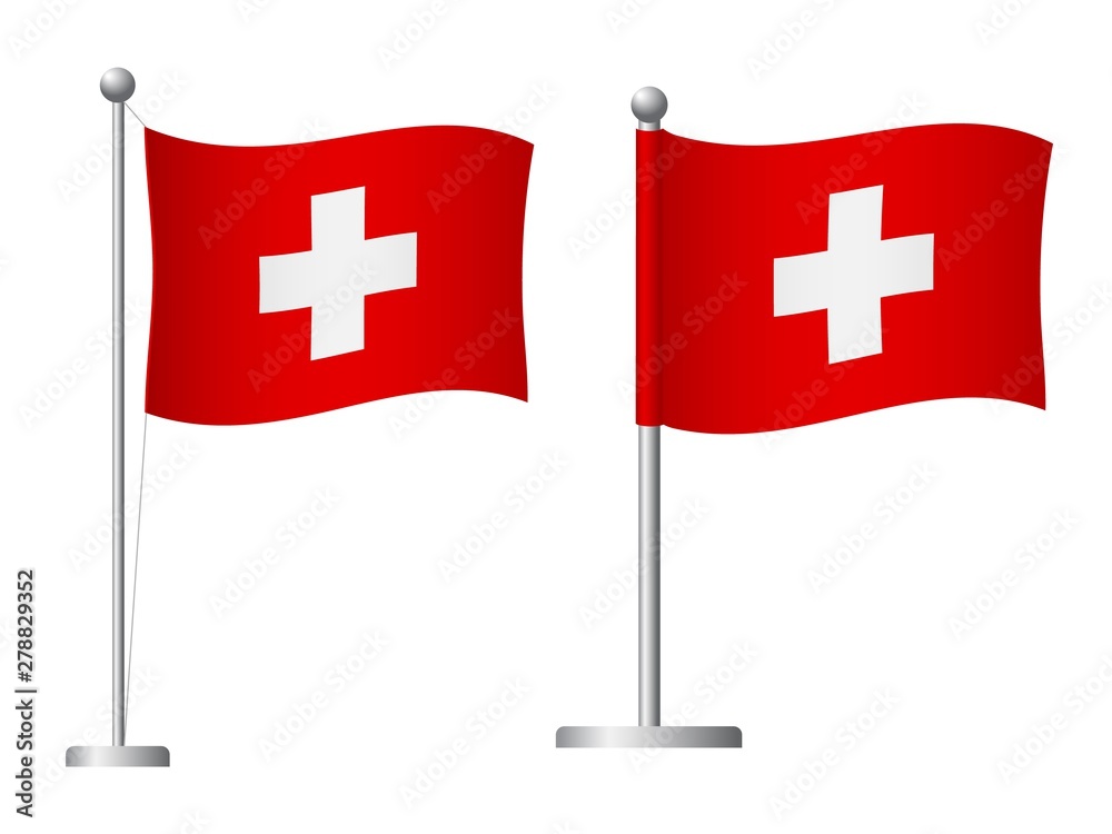 Switzerland flag on pole icon