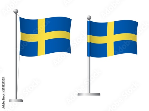 Sweden flag on pole icon