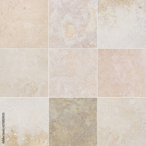 Nine different qualitative beautiful marble. Marble with natural abstract pattern.