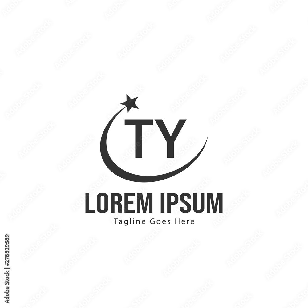 Initial TY logo template with modern frame. Minimalist TY letter logo vector illustration Initial TY logo template with modern frame. Minimalist TY letter logo vector illustration