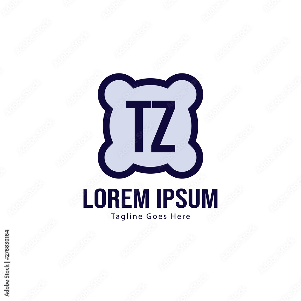 Initial TZ logo template with modern frame. Minimalist TZ letter logo vector illustration