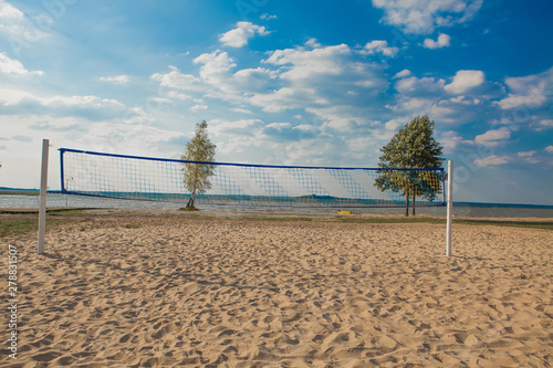 Εκτύπωση καμβά A beach volleyball net on a beautiful sunny day