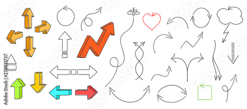 Arrows set. Handmade style. Vector illustration.