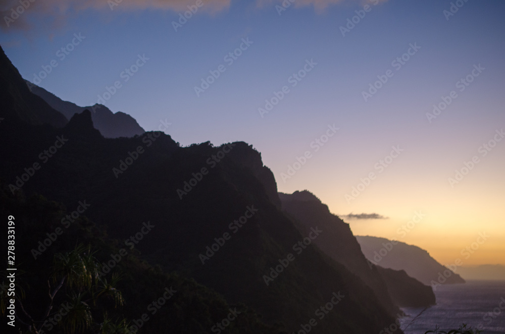 Napali Coast on Kauai, Hawaii, sunset, beach Napali Coast on Kauai, Hawaii, sunset, beach