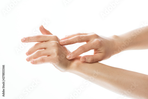 hands on white background
