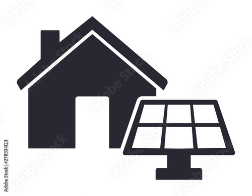 Solar energy panel and house vector icon