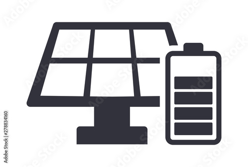 Solar energy panel battery charging vector icon