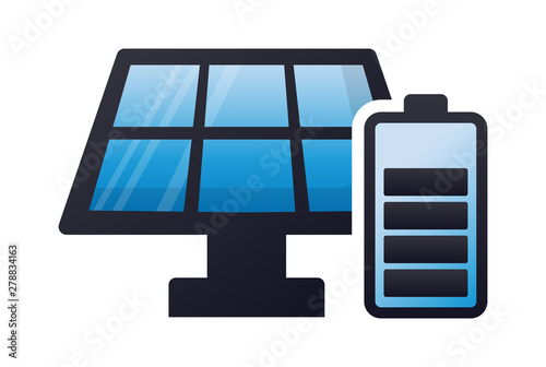 Solar energy panel battery charging colorful vector icon