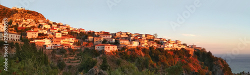 Panoramic view of Dhermi village in the summer evening, Albania © Tsiana