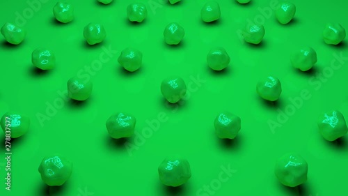 3D animation of many balls constantly changing shape. photo