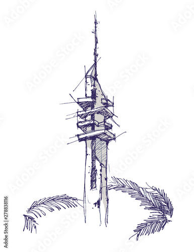 Marganit Tower hand drawing sketch illustration