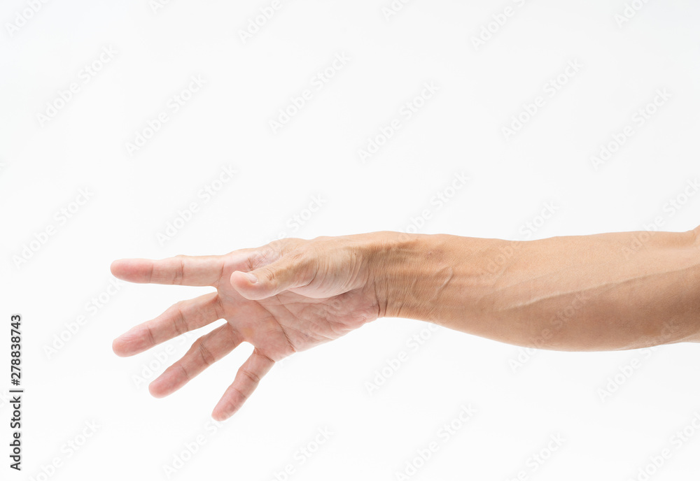 Asian man hand arm on white background Asian man hand arm on white background
